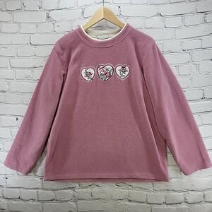 Vintage Bonnie Evans Sweatshirt Sz L Pink Hearts Roses Grannycore Pullover